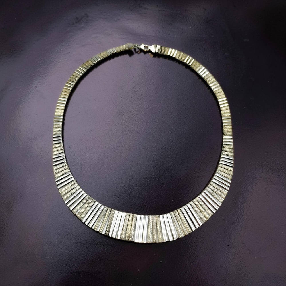 Vintage 925 Sterling Silver Fringe Collar Necklace –  Signed FMC Italy 16”